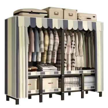 Imagem de Armário De Guarda-roupa Dobrável Fácil Guarda-roupa De Aço De Metal Armário De Guarda-roupa Grande Resistente Sem Necessidade De Instalação Para Quarto, D-190cm/74.8in