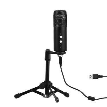Imagem de Kit Microfone Condensador USB c/ Tripé, Monitor p/Fones, Controle de g