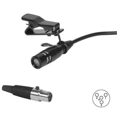 Imagem de Microfone lapela c/fio p/ body pack,Uni,6 mm,1m,XLR 4 pinos - Aj Som  