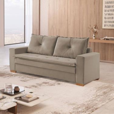 Imagem de Sofá Florianópolis 3 Lugares 210 cm Veludo Bege