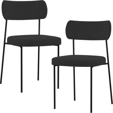 Imagem de Kit 02 Cadeiras Estofadas Para Sala De Jantar Melina L02 Suede Preto - Lyam Decor