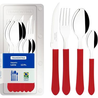 Imagem de Faqueiro Tramontina Aço Inox Leme 12 Pç Inox/polipropileno Cor:vermelho