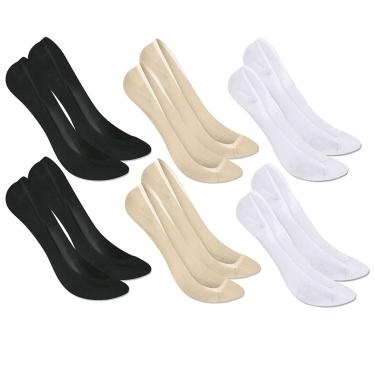 Imagem de Kit 6 Pares de Meia Selene Sapatilha Super Invisível Feminina - Branco/Preto/Nude