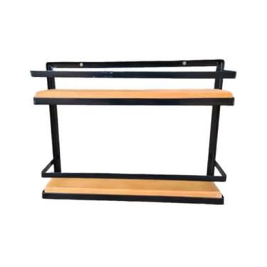 Imagem de Prateleira Porta Condimentos em Ferro e Madeira Rústico