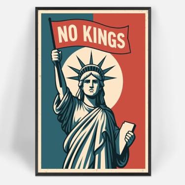 Imagem de Trendy America No Kings Sign Canvas Posters Estátua das Liberdades Citações Patrióticas Arte de Parede Liberdade Igualdade Impressões Pintura para Casa Sala de Estar Quarto Decoração de Parede 30 x 40