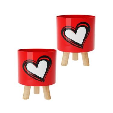 Imagem de Kit com 2 - Cachepot Retro pé Madeira Adesivado (Coração3)