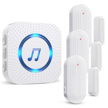 Imagem de Sensor de porta Chime SanJie 3 sensores+1 receptor com alcance de 600 