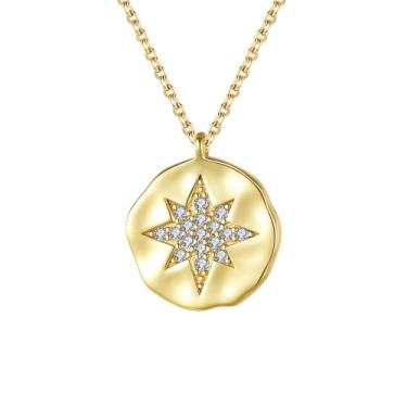 Imagem de EFASHION Colar feminino banhado a ouro 14K S925 prata estilo ins micro-incrustado zircônio octogonal colar, Medium, Ouro, Zircônia cúbica