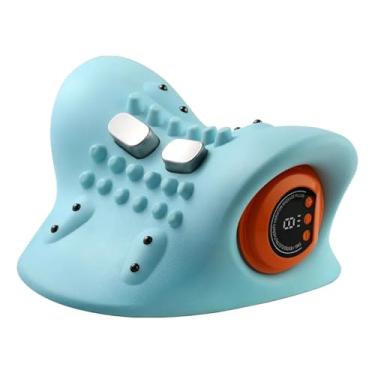 Imagem de Massageador de Pescoço, Portátil, Azul, Material PU, Bateria Recarregável 1500mAh, Controle de Velocidade Ajustável, para Massagem Terapêutica, 22 x 21 x 12 cm