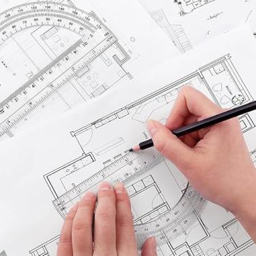 Imagem de Pacote com 2 transferidores de 15 cm, 180 graus, localizador de ângulo de transferidor resistente, suprimentos de medição para sala de aula, desenho de escritório em casa (transparente)