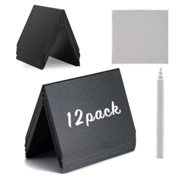 Imagem de Pacote com 12 mini placas de quadro-negro para etiquetas de comida de giz para buffet de festa, 10 x 7,6 cm, quadro negro