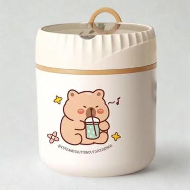 Imagem de Pote Térmico Infantil Inox 304 530ml BPA Free – Para Alimentos Quentes e Frios – Tampa Vedada – Marmita Térmica Kids para Escola, Lanche e Sopa – Estampa Kawaii Ursinho