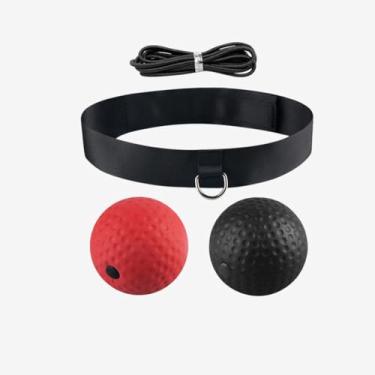 Imagem de Bola de reflexo de boxe com 4 níveis de dificuldade com 1 faixa de cabeça ajustável para reação de luta, coordenação olho-mão, velocidade de perfuração, agilidade - bola dupla vermelha preta - bolsa