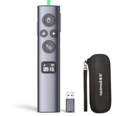 Imagem de Norwii N95s BLE Clicker de apresentação com ponteiro digital para apresentação em PowerPoint na tela de TV e tela de projeção, controle remoto de apresentador sem fio com temporizador de contagem