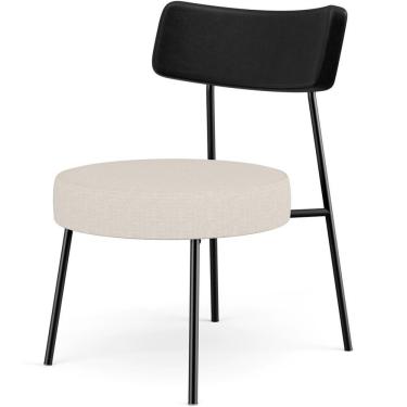 Imagem de Poltrona Decorativa Base Fixa Londres L02 Couríssimo Preto Linho Cru - Lyam