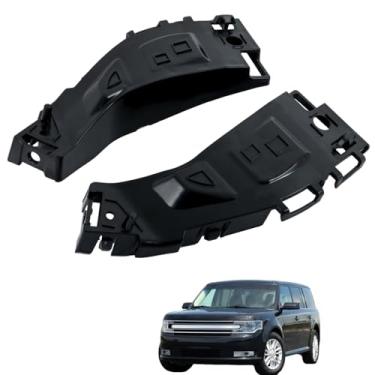 Imagem de WFLNHB Conjunto de suportes laterais de para-choque dianteiro preto plástico esquerdo e direito 2 peças de substituição para Flex 2009-2019 8A8Z17E814A 8A8Z17E814B