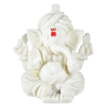 Imagem de Estátua branca de Ganesha, estatueta de Deus Elefante de 11,5 cm - yiw