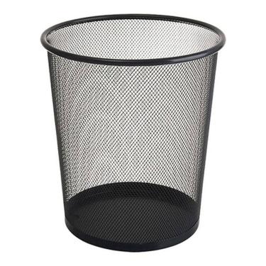 Imagem de Lixeira Metal Aramado Cesto Lixo Escritório 8 Litros Preto C