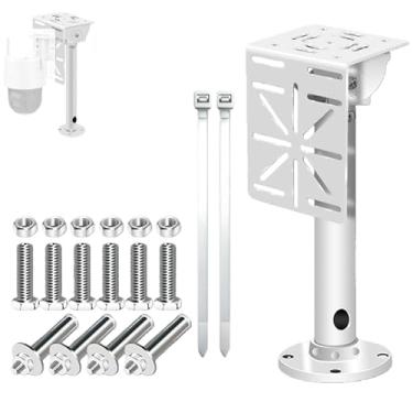 Imagem de Suporte de montagem de teto ou poste de segurança CCTV com adaptador em forma de L para câmeras domo e painéis solares (design de gerenciamento de cabos), inclui 2 abraçadeiras extras de 30 cm