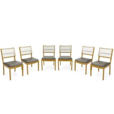 Imagem de Kit Com 6 Cadeiras Milena Madeira Maciça Assentos Estofados Encostos D
