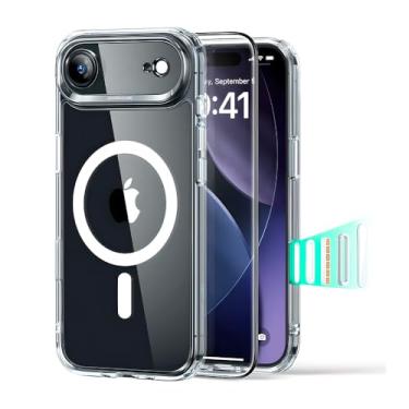 Imagem de Capa iPhone 17 Air Halolock Classic Hybrid Transparente M4g-S4fe com Botão de Controle de Câmera e Kit Protetor de Tela e Lente. Proteção Total Contra Quedas e Amarelamento