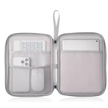 Imagem de Capa Bolsa Case de transporte para tablet de 9 a 12.4 polegadas Compatível com iPad 9 10 11, Air, Galaxy Tab A8 A9 A11 9 FE S10 Lite, compartimentos internos (preto)