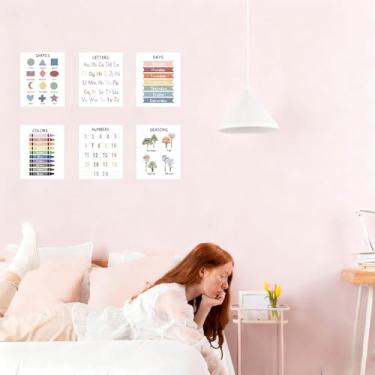 Imagem de 6 peças de arte de parede do alfabeto estações decoração de escritório terapia de berçário, decoração de escritório, afirmações positivas, aconselhamento, escritório, essenciais, pôsteres coloridos