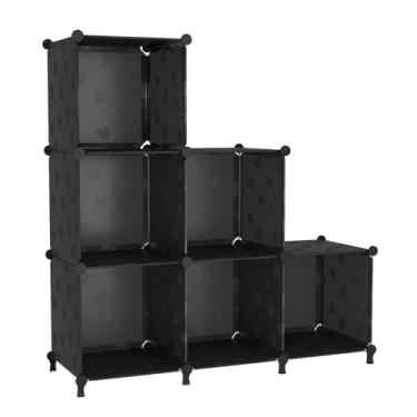 Imagem de UNKU Estante de prateleira aberta, organizador de armazenamento de 6 cubos, prateleira de exibição de 30 cm para CDs de livros, estante de livros DIY, prateleira de armazenamento ajustável para