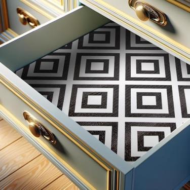 Imagem de RAY STAR Forro de prateleira de 30 x 300 cm para armários de cozinha, forro de armário não adesivo lavável, forro de gaveta de PVC para cômoda antiderrapante para banheiro (preto moderno) (4 rolos)