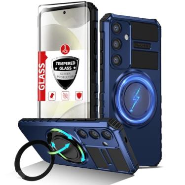 Imagem de IYTRRYH Capa magnética de carregamento sem fio compatível com Samsung Galaxy S24 Plus, com protetor de tela, capa de telefone S24Plus com anel de suporte de 360°, proteção resistente à prova de choque