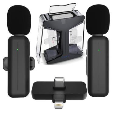 Imagem de Pacote com 2 microfones de lapela sem fio Mini Lavalier para iPhone - 