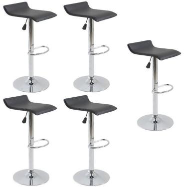 Imagem de Kit com 5 Banquetas Alta Giratória com Altura Regulável Recouro Belo Horizonte Preto
