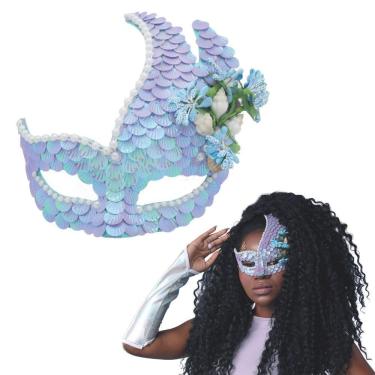 Imagem de Máscara Carnaval Fantasia Festa Baile Luxo Com Conchas E Flores