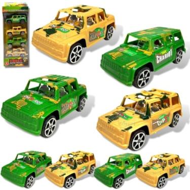 Imagem de 4 Carrinhos Jeep Camuflados A Fricçao Carro Brinquedo