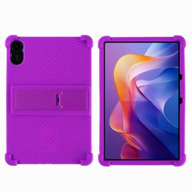 Imagem de QYiiD Capa para Xiaomi Redmi Pad 2 de 11 polegadas 2025, capa de silicone leve para crianças com suporte dobrável para Xiaomi Redmi Pad 2 de 11 polegadas, roxa