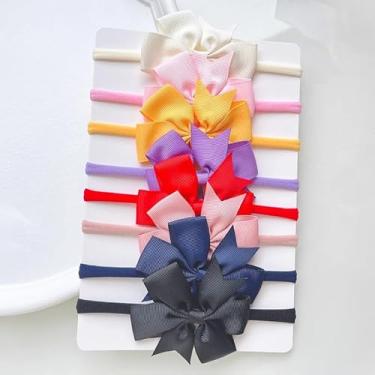Imagem de Conjunto de 8 unidades/conjunto de faixas de fita de nylon elásticos com laço e acessórios de cabelo