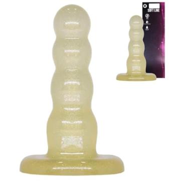 Imagem de Plug Anal Glitter 12,5X3Cm Linha Ouro Premium Brinquedo Sexual Flexível Conforto e Prazer Intenso