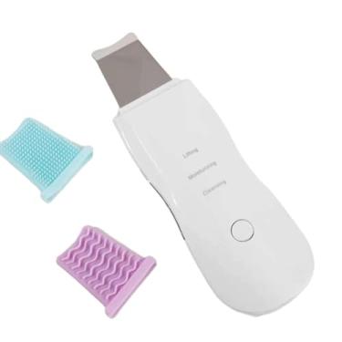 Imagem de Espátula Peeling Ultrassônico 3 em 1, Skin Scrubber Recarregável USB para Limpeza de Pele Profunda, Remoção de Cravos, Lifting Facial