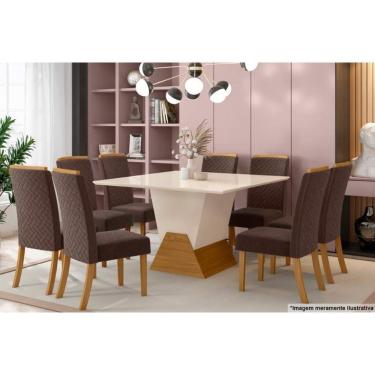 Imagem de Cadeira Sala De Jantar Malu Kit 6 Un Nature-veludo Light Linho