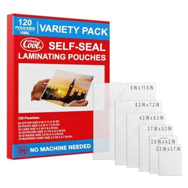 Imagem de Folhas de laminação a frio autoadesivas 10 mil (contagem de 120 variedades) carta, foto, cartão, cartão de notas, crachá de identidade e tamanhos de cartão de visita. Sem calor, sem necessidade de