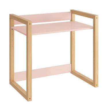 Imagem de Mesa Infantil Zoe Rosa Fosco/madeira Natural - Reller Móveis Rosa Fosco/madeira Natural