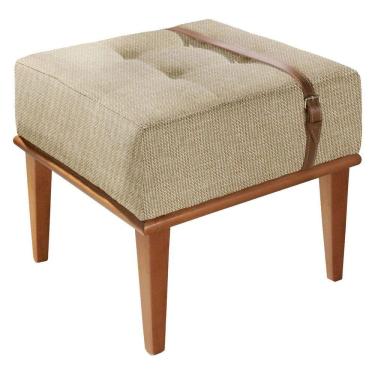 Imagem de Puff Em Linho Quadrado Yarin Linho Bege Claro
