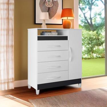 Imagem de Cômoda Sapateira 4 Gavetas Branco Titanium Quadriflex Turquídea Shop Jm