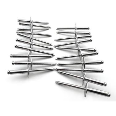 Imagem de Rebites cegos de alumínio 3/40.6 cm x 1/5.1 cm (6-8) pacote com 20 flange grande resistente à corrosão grau resistente à ferrugem extremidade aberta puxar redondo botão cúpula cabeça prendedores