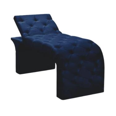 Imagem de Maca Estofada Estética Cílios Regulável Spa Suede Maitê Azul Marinho