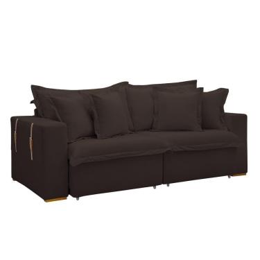 Imagem de Sofá Cama Retrátil E Reclinável Arizona Veludo Marrom 2,40m