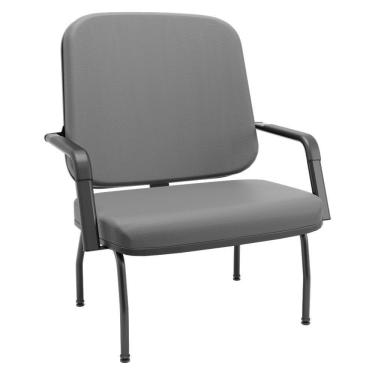 Imagem de Cadeira De Escritório Recepção Com Braço Fixa Preta Magno P03 Vinil Cinza - Lyam Decor