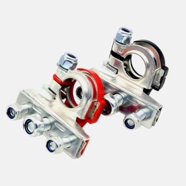 Imagem de Conectores de terminal de bateria de poste superior automotivo de 12 peças, terminais de terminal de bateria de 3 vias, positivos e negativos, conectores de grampo de terminais de fio de baterias