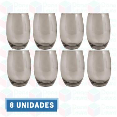 Imagem de 8 Copo de Vidro Cinza Redondo p/ Bebidas Drinks Eventos - PRATICASA, B
