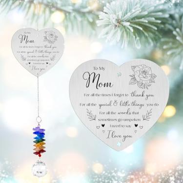 Imagem de GIFTELIX Enfeites de Natal - Apanhador solar para mãe - Criador de arco-íris de cristal - Presente de aniversário de Natal para mãe - Decoração de janela suspensa - Lembrança sentimental para mãe e